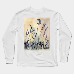 Wild Meadow under Moonlight Long Sleeve T-Shirt